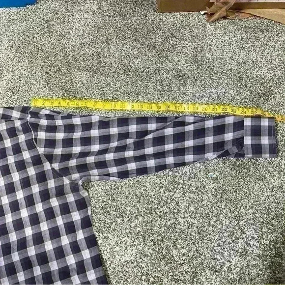 Peter Millar Button Up Long Sleeve Shirt Men XL 100% Cotton Purple Gray Plaid - Picture 5 of 9